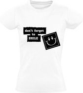 Dont forget to smile Dames t-shirt | altijd blijven lachen | cadeau | Wit