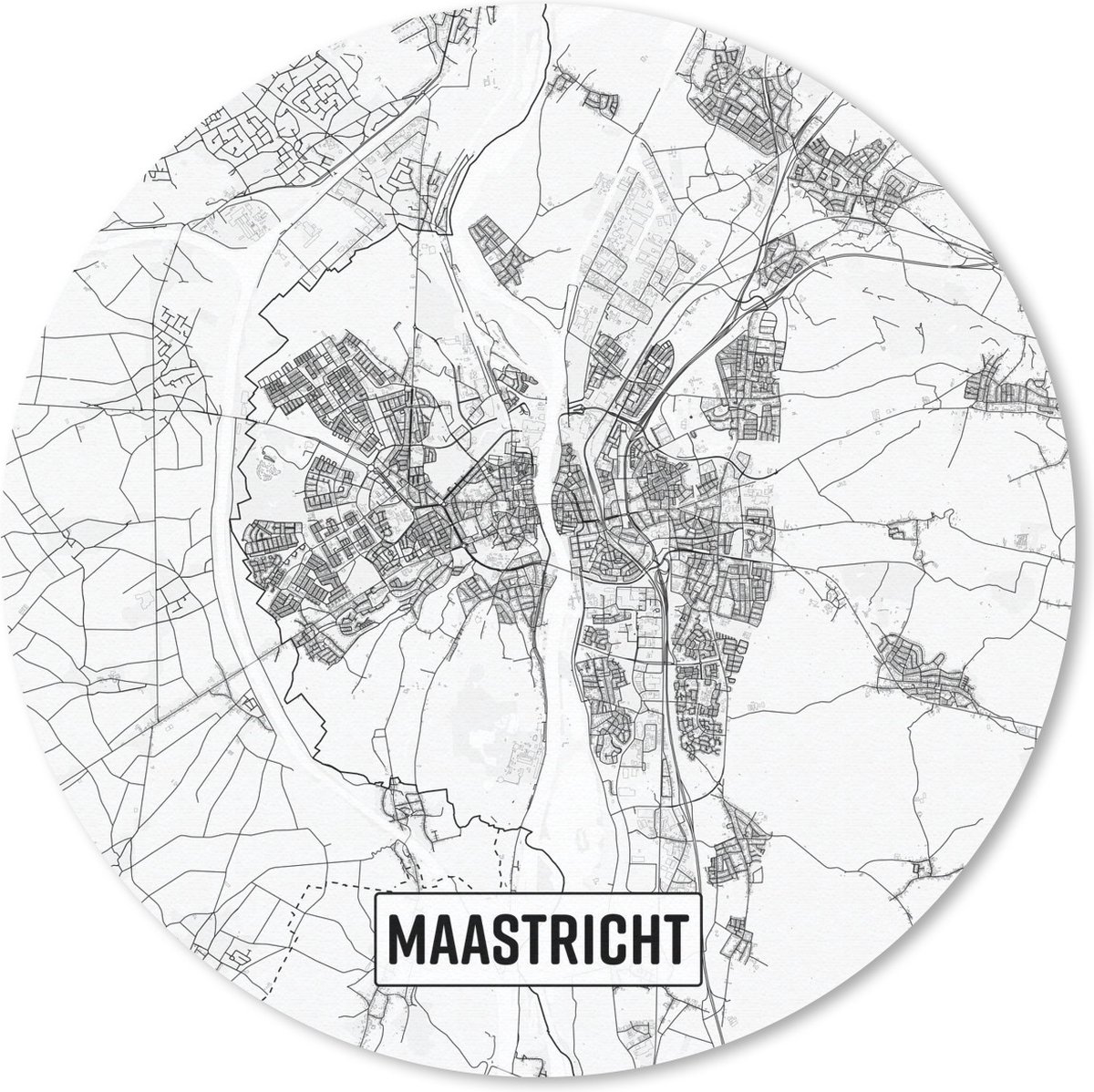 Muismat rond 30x30 cm - Mousepad Stadskaart Maastricht - Ronde muismatten