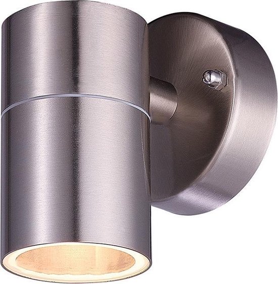 HOFTRONIC Mason - Wandlamp - RVS - IP44 spatwaterdicht - Exclusief GU10 lichtbron - Dimbaar - Moderne muurlamp - Wandspot - Geschikt als Wandlamp Buiten, Wandlamp Badkamer en binnen - 3 jaar garantie