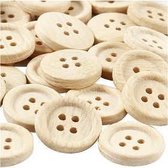 Houten knopen, d: 23 mm, , met 4 gaten, 30stuks