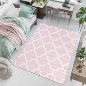 Tapiso Pinky Vloerkleed Woonkamer Slaapkamer Marokkaans Patroon Tiener Roze Design Trendy Praktisch Interieur Duurzaam Hoogwaardig Tapijt Maat - 120 x 170 cm