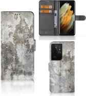 Flipcover Geschikt voor Samsung Galaxy S21 Ultra Telefoon Hoesje Beton