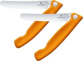 Victorinox Swiss Classic Ensemble de couteaux à tomates pliables 2 pièces / Ensemble de couteaux à éplucher - 11 cm - Oranje - Dentelé