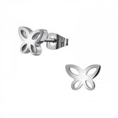 Oorbellen meisje | Zilveren kinderoorbellen | Chirurgisch stalen oorstekers, vlinder