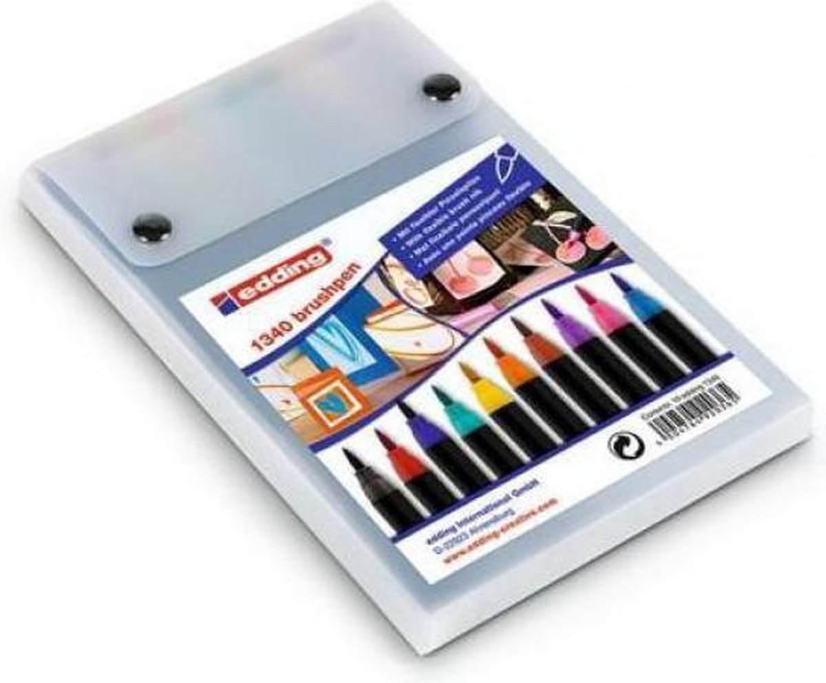 edding 1340 brushpennen set - 10 verschillende kleuren - penceelachtige punt - geschikt voor o.a. handlettering en zendoodle — afbeelding 8