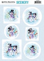 Feuille d'impression de Paysages de bonhommes de neige joyeux d'Yvonne Creations