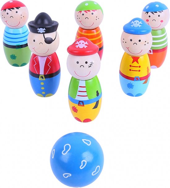 Bigjigs - Jeu de quilles - Pirate - 8cm de haut