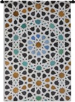 Wandkleed Marokkaanse mozaïek - Een Marokkaanse Mozaïekdetail Wandkleed katoen 60x90 cm - Wandtapijt met foto