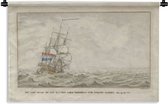 Wandkleed VOC schilderijen - Het schip Woestduin loopt vast op de Noorderrassen - Schilderij van Cornelis de Jonker Wandkleed katoen 90x60 cm - Wandtapijt met foto