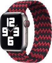 Gevlochten solo band - rood zwart mix - Geschikt voor Apple Watch