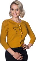 Dancing Days Cardigan -XL- CAT SCALLOP COLLAR Geel