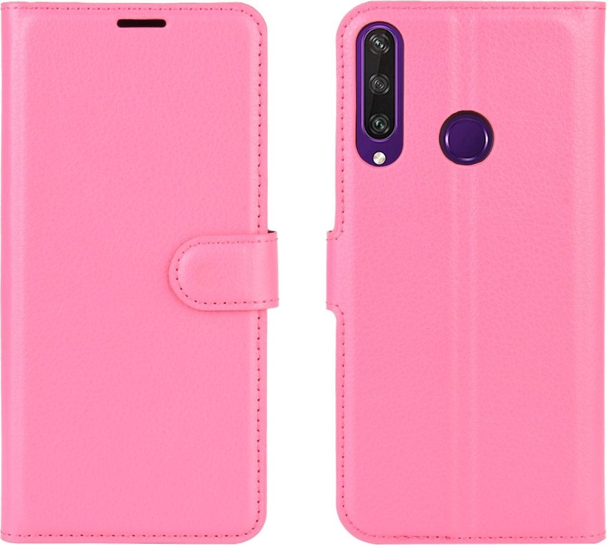 Mobigear Telefoonhoesje geschikt voor Huawei Y6p Hoesje | Mobigear Classic Bookcase Portemonnee | Pasjeshouder voor 3 Pasjes | Telefoonhoesje voor Pinpas / OV Kaart / Rijbewijs - Magenta