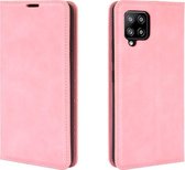 Samsung Galaxy A42 5G Hoesje - Mobigear - Retro Slim Serie - Kunstlederen Bookcase - Roze - Hoesje Geschikt Voor Samsung Galaxy A42 5G