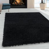 - Vloerkleed - Zwart - Ø 80cm Rond