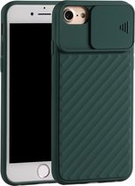 Voor iPhone 6 Plus & 6s Plus / 7 Plus & 8 Plus Schuifcamera Cover Design Twill Antislip TPU Case (Groen)