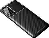 Voor Huawei Honor 30S Carbon Fibre Texture Shockproof TPU Case (Zwart)