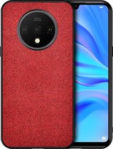 Voor OnePlus 7T schokbestendige doektextuur PC + TPU beschermhoes (rood)