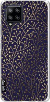 Casetastic Samsung Galaxy A42 (2020) 5G Hoesje - Softcover Hoesje met Design - Berry Branches Navy Gold Print
