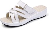 Cross Striped Fashion Cute Slippers Sandalen voor dames (Kleur: Wit Maat: 35)
