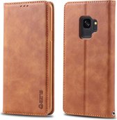 Voor Galaxy S9 AZNS retro textuur magnetische horizontale flip pu lederen case met houder & kaartsleuven & fotolijst (geel)