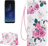 Voor Galaxy S8 Pink Rose Flower Pattern Horizontale Flip Leather Case met houder & kaartsleuven & portemonnee