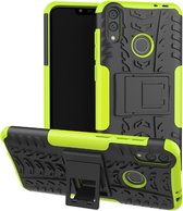 Tire Texture TPU + PC Shockproof Case voor Huawei Honor Play 8C, met houder (groen)