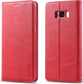 Voor Galaxy S8 AZNS retro textuur magnetische horizontale flip pu lederen case met houder & kaartsleuven & fotolijst (rood)