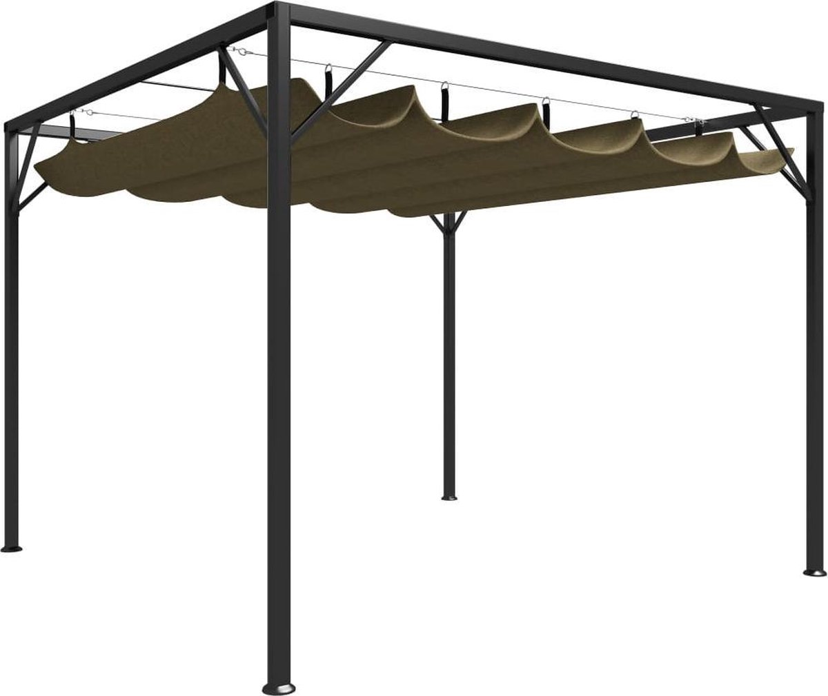 vidaXL Tuinprieel met uittrekbaar dak 180 g/m 3x3 m taupe