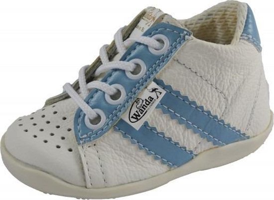 Leren schoenen -  wit/lichtblauw - jongen - eerste stapjes - babyschoenen - flexibel - sneakers - maat 20