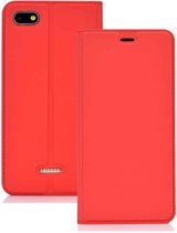 Ultradunne geperste magnetische TPU + PU lederen hoes voor Xiaomi Redmi 6A, met kaartsleuf en houder (rood)