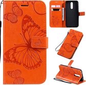 Voor Xiaomi Redmi 8 Pressed Printing Butterfly Pattern Horizontale Flip PU lederen tas met houder & kaartsleuven & portemonnee & lanyard (oranje)