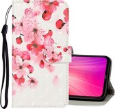 Voor Xiaomi Redmi Note 8 3D Gekleurde Tekening Horizontale Flip PU Lederen Case met Houder & Kaartsleuven & Portemonnee (Rode Bloem)