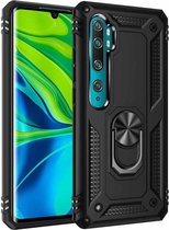 Voor Geschikt voor Xiaomi Mi CC9 Pro Armor schokbestendig TPU + pc beschermhoes met 360 graden rotatiehouder (zwart)