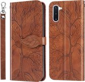 Voor Samsung Galaxy Note10 Life of Tree Embossing Pattern Horizontale Flip lederen tas met houder & kaartsleuf & portemonnee & fotolijst & lanyard (bruin)