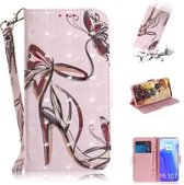 Voor Xiaomi Mi 10T 5G 3D Gekleurde Tekening Horizontale Flip Leren Case met Houder & Kaartsleuven & Portemonnee & Lanyard (Vlinder Hoge hakken)