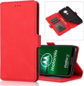 Voor Motorola Moto G7 Power (Amerikaanse versie) Retro magnetische sluiting Horizontale flip lederen tas met houder & kaartsleuven & fotolijst & portemonnee (rood)