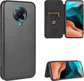 Voor Xiaomi Redmi K30 Pro Koolstofvezel Textuur Magnetische Horizontale Flip TPU + PC + PU lederen tas met kaartsleuf (zwart)