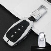 Auto Lichtgevende All-inclusive Zinklegering Sleutel Beschermhoes Sleutel Shell voor Geely B Stijl Smart 4-knop (Zilver)