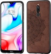 Voor Xiaomi Redmi 8 Reliëf Mandala-patroon PC + TPU + stoffen telefoonhoes met draagkoord & magnetisch (bruin)