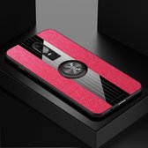 Voor OnePlus 6 XINLI Stitching Cloth Texture Schokbestendig TPU beschermhoes met ringhouder (rood)