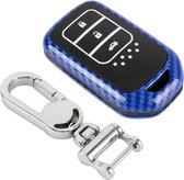 Koolstofvezel textuur autosleutel beschermhoes voor Honda Smart 3-knops (blauw)