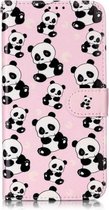 Olie Reliëf Gekleurd Tekening Patroon Horizontale Flip PU Leren Case met Houder & Kaartsleuven & Portemonnee & Fotolijst Voor LG Stylo 5 (Panda's)