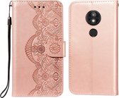 Voor Motorola Moto E5 Play Go (EU-versie) Flower Vine Embossing Pattern Horizontale Flip Leather Case met Card Slot & Holder & Wallet & Lanyard (Rose Gold)