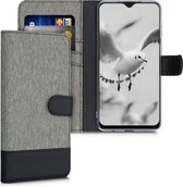 kwmobile telefoonhoesje voor Samsung Galaxy A12 - Hoesje met pasjeshouder in grijs / zwart - Case met portemonnee