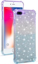 Voor iPhone 8/7 gradiënt glitter poeder schokbestendig TPU beschermhoes (paars blauw)