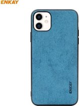 Voor iPhone 11 ENKAY ENK-PC028 Business Series Fabric Texture PU-leer + TPU Soft Slim Case (blauw)