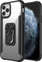 PC + TPU + metalen schokbestendige beschermhoes met ringhouder voor iPhone 11 Pro (zwart)