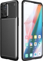 Voor OPPO Find X3 koolstofvezel textuur schokbestendig TPU-hoesje (zwart)