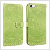 Voor iPhone 6s Plus Pressed Printing Pattern Horizontale Flip PU lederen tas, met houder & kaartsleuven & portemonnee & & lanyard (groen)