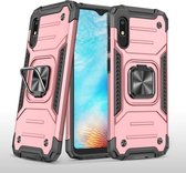 Voor Samsung Galaxy A10e magnetisch pantser schokbestendig TPU + pc-hoesje met metalen ringhouder (roségoud)